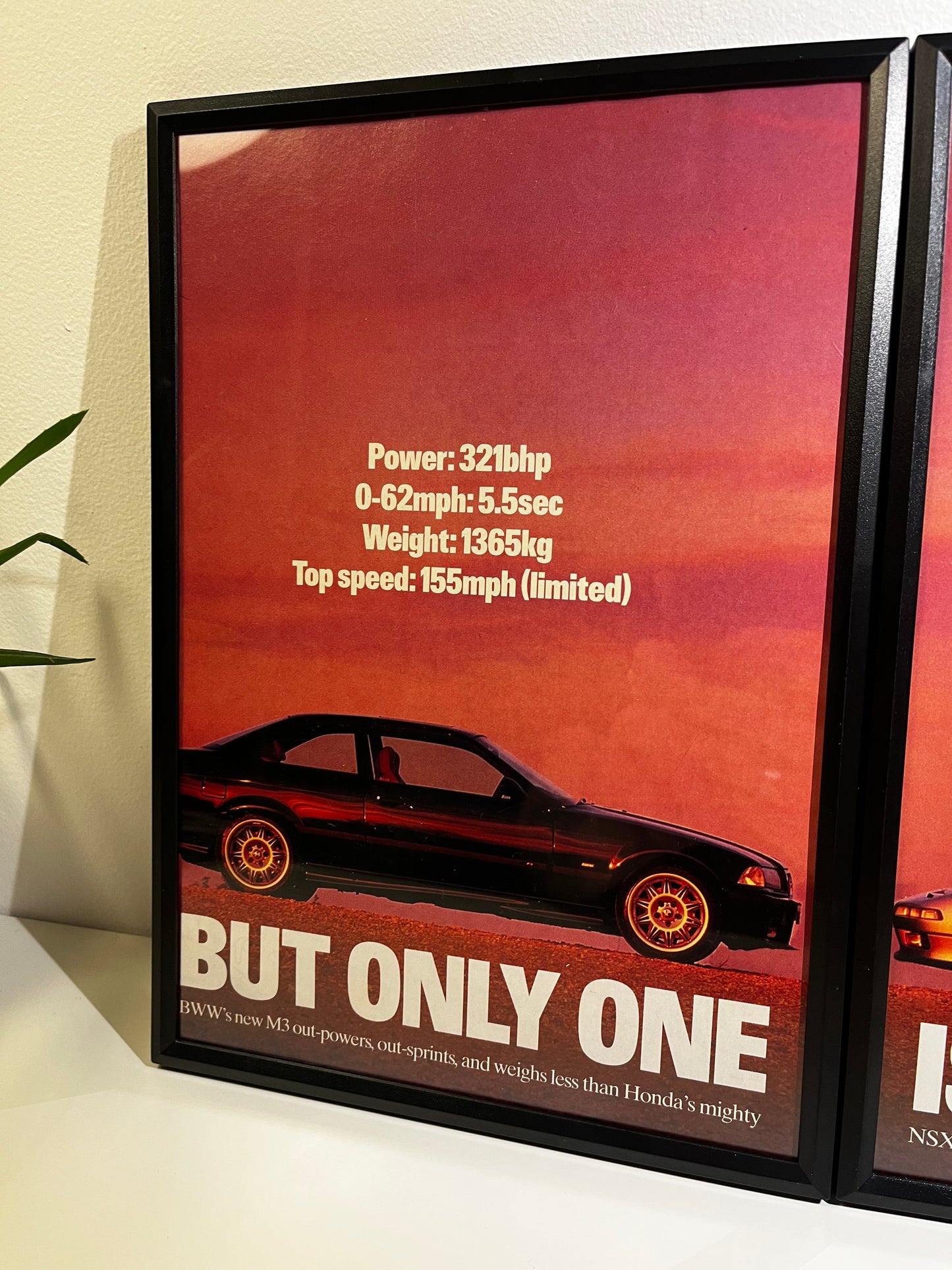 Rare Original 90s BMW E36 vs Honda NSX Advert Poster