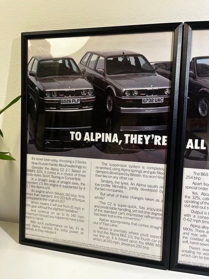 Original Vintage 90s BMW e30 Alpina Advert - 1988