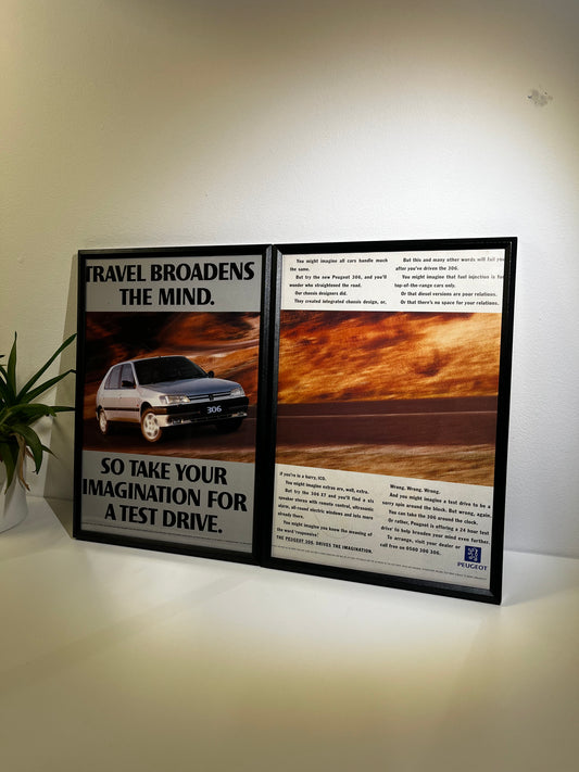 Rare Original 90s Peugeot 306 Advert Poster