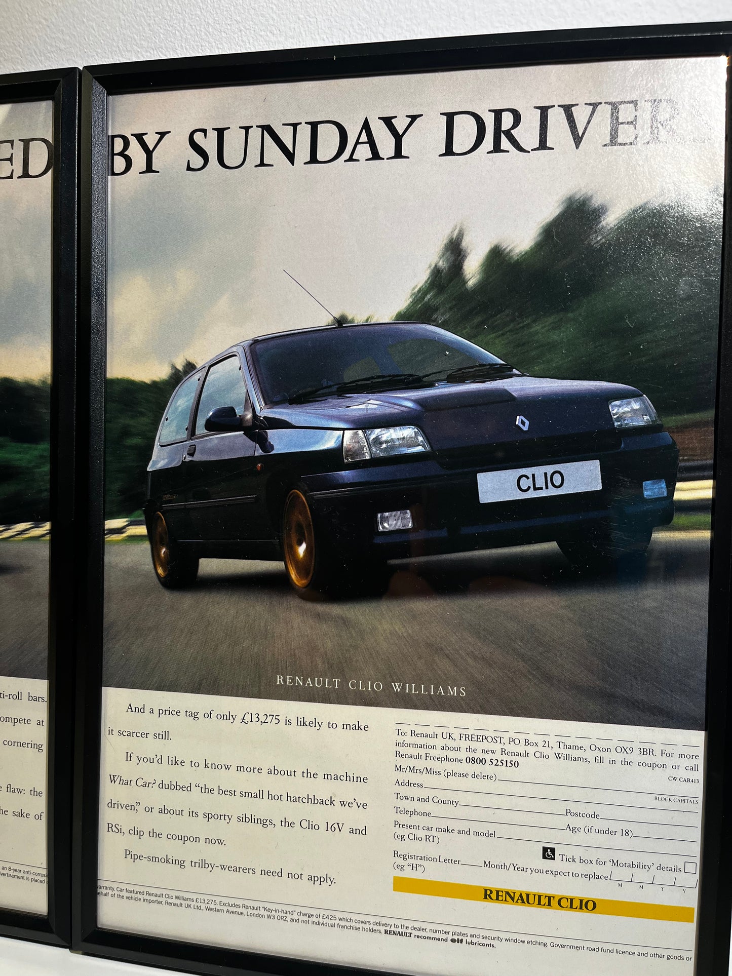 Rare Original 90s Renault Williams Clio Advert Poster